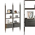 Modern Bookshelf With Open Shelves Drawers Books Records And Decorative Items