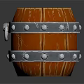 Rustic Wooden Barrel With Metal Hoops And Decorative Ring Accents