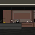 Modern Kitchen Interior With Copper Cabinets Island Dark Countertop And Appliances