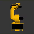 Yellow Robotic Arm Game Movie Character With KUKA Logo And 3D Industrial Design Model