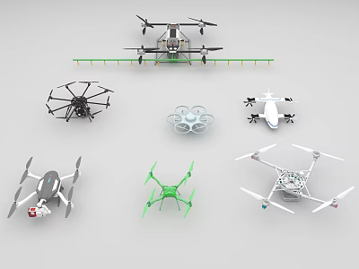 Smart Drone Machines Display Various Models Featuring Different Designs And Structures 3d model