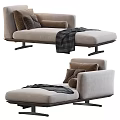 Elegant Modern Upholstered Chaise Lounge With Soft Cushions Throw Blanket And Metal Legs
