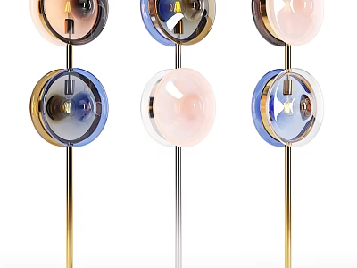 Modern Colorful Floor Lamp With Transparent Glass Shades And Metal Stand 3d model