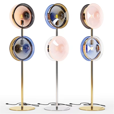 Modern Colorful Floor Lamp With Transparent Glass Shades And Metal Stand 3d model
