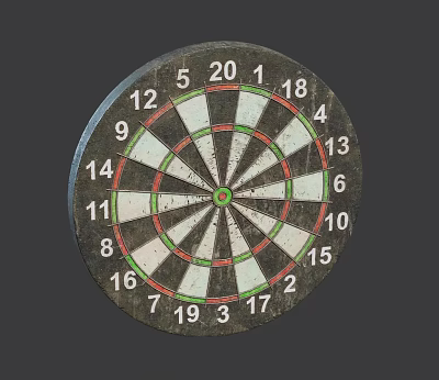 Standard Dartboard Sports Equipment With Numbered Sections And Colored Target Zones 3d model