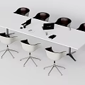 Modern Conference Table With White And Dark Office Chairs Setup 3d model