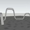 Silver Arch Shaped Landscape Seats With Water Flow And Starry Sky Background