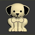 Golden Dog Figurine with Black Ears and Bow Tie on Reflective Base