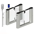 Modern Security Access Control Turnstile With Glass Panels And Metal Frame