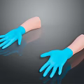 Blue Latex Protective Gloves For Daily Use Worn On Mannequin Hands 3d model