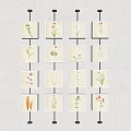 Wall Hanging Featuring Square Frames Pressed Plant Specimens Neatly Arranged In Grid Pattern On Wall 3d model