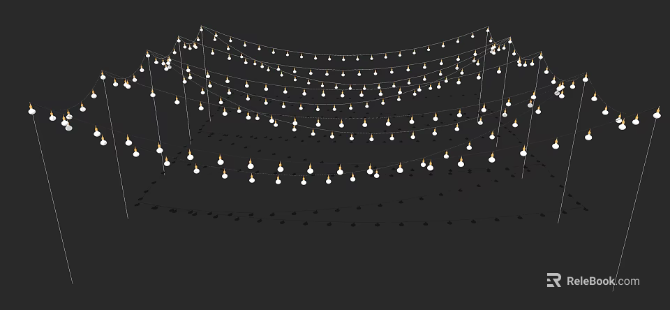 Decorative String Lights With Warm White Bulbs For Festive Hanging Decor 3d model