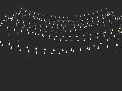 Decorative String Lights With Warm White Bulbs For Festive Hanging Decor 3d model