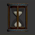 Vintage Wooden Hourglass With Glass Sand Container And Decorative Inscriptions