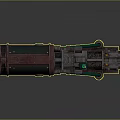Futuristic Sci Fi Weapon Red Metallic Body Transparent Display Green Pipe And Energy Elements