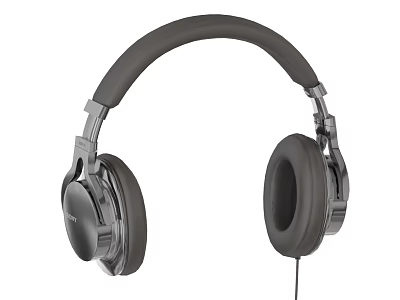 Wired Over Ear Headphones With Gray Ear Cups And Metal Frame For Digital Audio 3d model