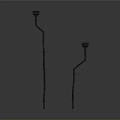 Two Black Long Slim Curved Equipment With Top Cup Shaped Structure And Stand Base Support
