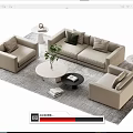 Modern Sofa Coffee Table Combination Business Sofa Coffee Table Double Sofa Multiplayer Sofa 3d model