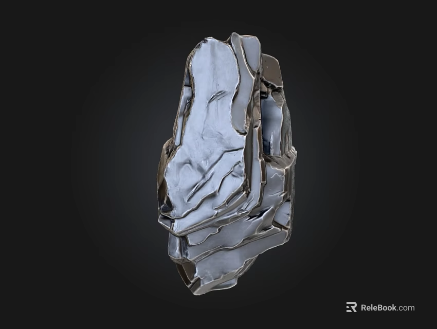 Natural Stone and Wood Decorative Structure With Textured Surface and Organic Design 3d model 