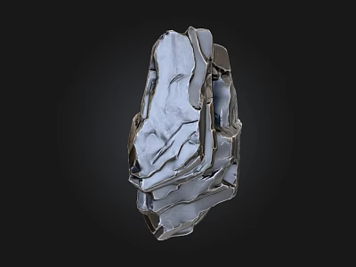 Natural Stone and Wood Decorative Structure With Textured Surface and Organic Design 3d model