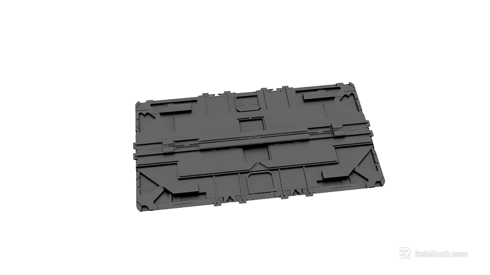Black Plastic Mechanical Component With Structural Frame And Mounting Holes 3d model 