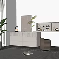 Modern Minimalist Dressing Table With Drawers Stool Potted Plant Artwork And Lighting 3d model