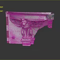 Detailed Ornate Stone Architectural Bracket Featuring Winged Lion Statue