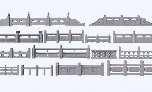 Chinese Railing Landscape Bridge Stone Railing 3d model