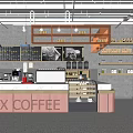MIX COFFEE Cafe Interior Featuring Modern Counter Coffee Machines Menu Boards Display Case And Shelves