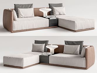 Modern Corner Sofa Leather Multiplayer Sofa 3d model