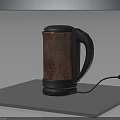 Brown Electric Kettle With Rustic Texture Black Lid Handle And Power Cord