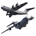 A400M Military Transport Aircraft With Four Propellers Gray Fuselage And Dual Views
