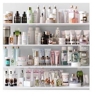 Modern Cosmetics Combination Hand Cream Face Wipe Shampoo Head Shower Gel Bathroom Products 3d model