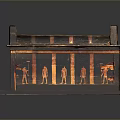 Ancient Egyptian Artistic Carved Sarcophagus with Detailed Painted Figures and Decorative Patterns