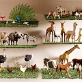 Colorful Animal Figurines Collection On Grass With Various Wildlife Models