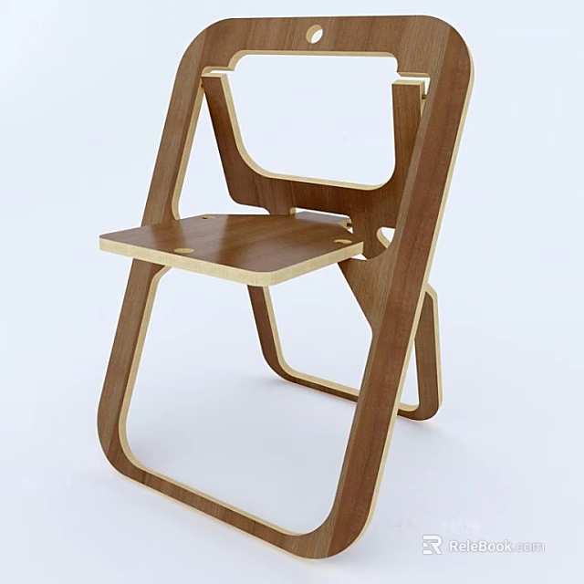 Modern Wooden Leisure Chair With Unique Curved Frame And Sleek Minimalist Design 3d model 