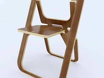 Modern Wooden Leisure Chair With Unique Curved Frame And Sleek Minimalist Design 3d model