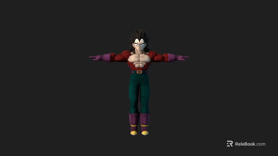 Game and Movie Character With Spiky Hair Red Top Green Pants Purple Gloves Yellow Shoes 3d model 