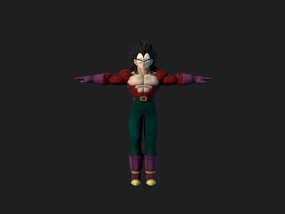 Game and Movie Character With Spiky Hair Red Top Green Pants Purple Gloves Yellow Shoes 3d model
