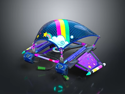 Colorful Cosmic Spacecraft With Rainbow Dome Star And Cloud Patterns For Aerospace Exploration 3d model