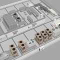 Roof Mounted Air Conditioning Fans With Outdoor Cooling Units And Industrial Equipment
