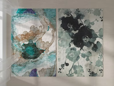 Stylish Square Rugs With Watercolor Floral Art Designs For Home Interiors 3d model