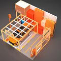 Modern FAW-Volkswagen Exhibition Hall Featuring Orange Car and Orange White Structure