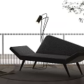 Modern Leisure Chair Ergonomic Design with Floor Lamp Round Rug Books Window Blinds Plant