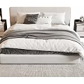 Double Bedside Table Bedding Bed Pillow Table Lamp Stool Carpet 3d model