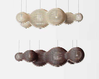 Modern Layered Woven Chandeliers in Beige and Dark Brown for Interior Decoration 3d model