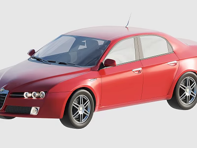 Red Sedan With Streamlined Exterior Design And Black Alloy Wheels 3d model