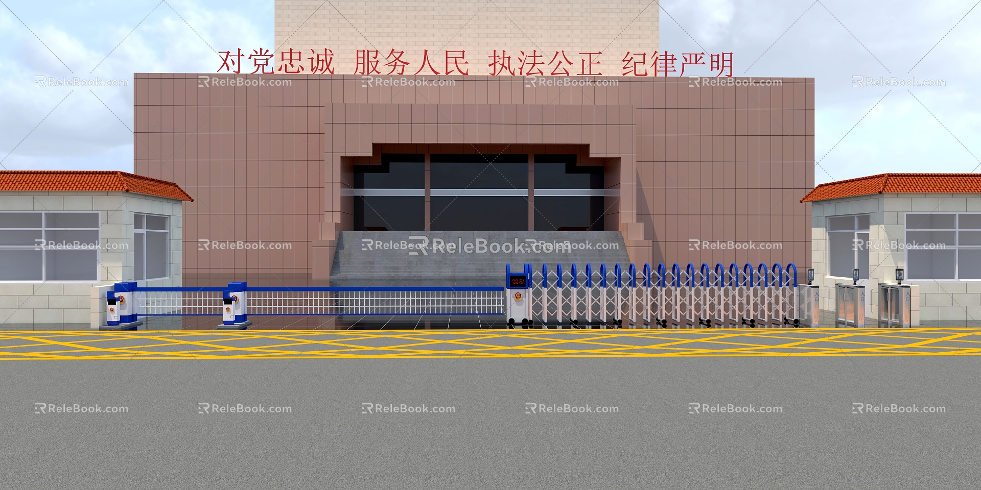 Government company entrance gate SU model model