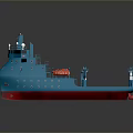 Modern Blue Utility Ship With Red Hull Section And Upper Deck Structures 3d model