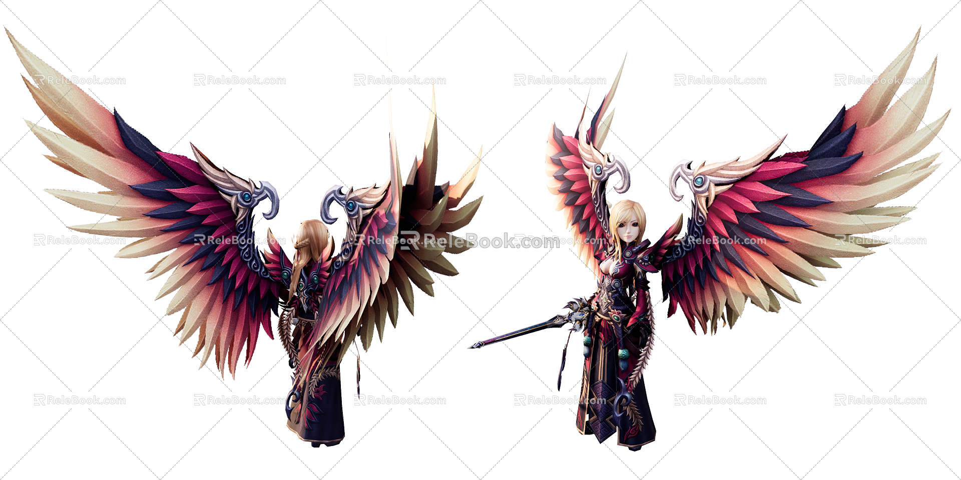 Modern game character game character with wings model